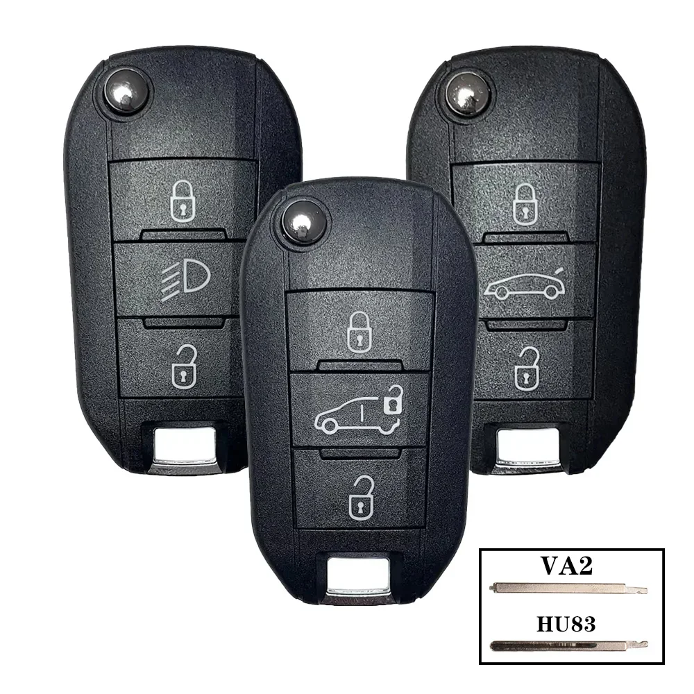 For Citroen Aircross C3 C4 For Peugeot 308 208 508 3008 5008 3 Buttons Flip Remote Car Key Shell Case With VA2/HU83