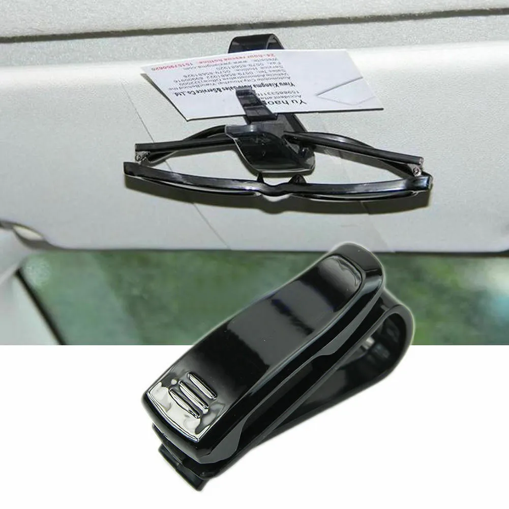 ABS Car Glasses Clip Receipt Storage Sun Visor Ticket Accessory Black Plastic Card Holder Glasses High Quality