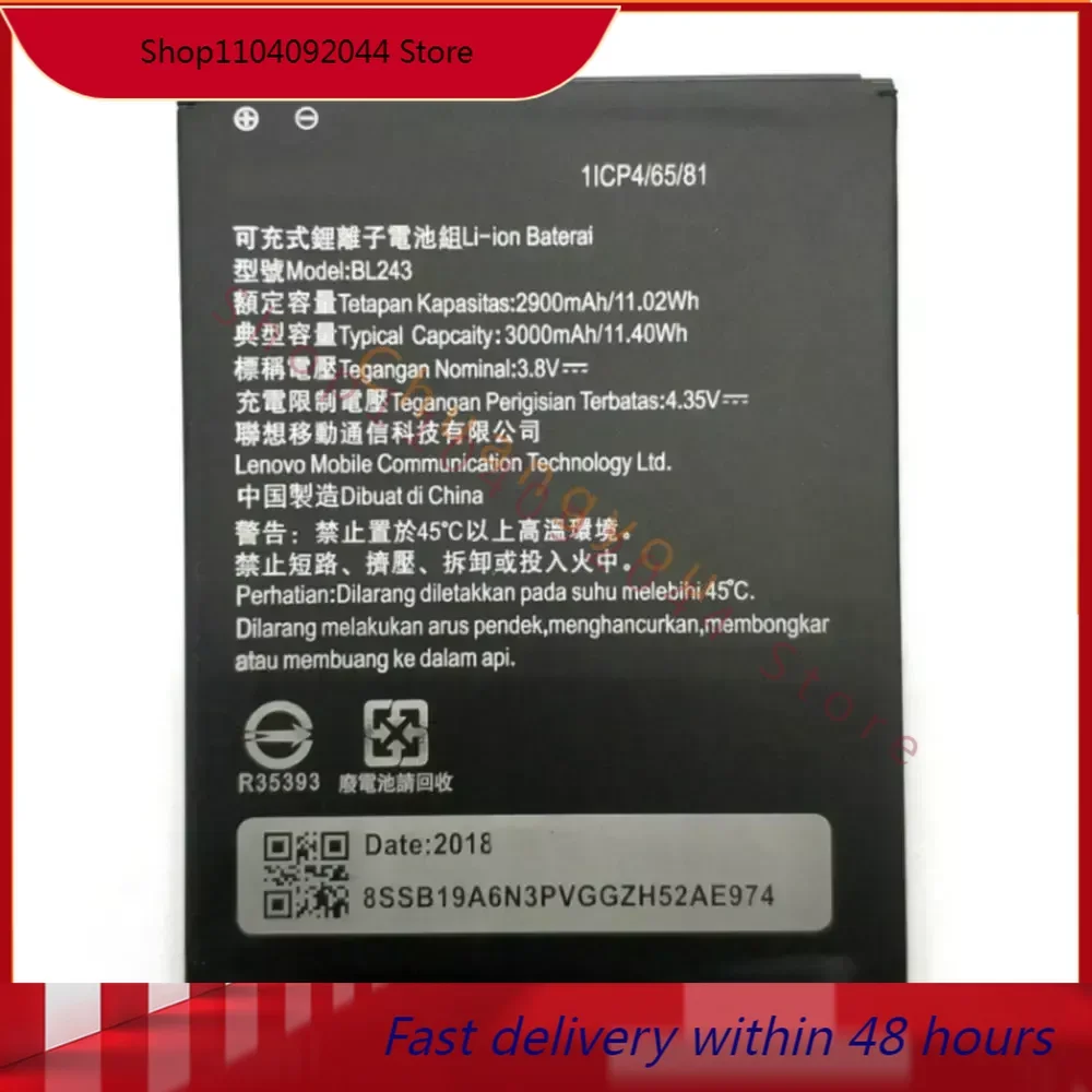 2900mAh BL243 battery for lenovo K3 Note K50-T5 A7000 A5500 A5600 A7600 Cellphone High quality Replacement Battery