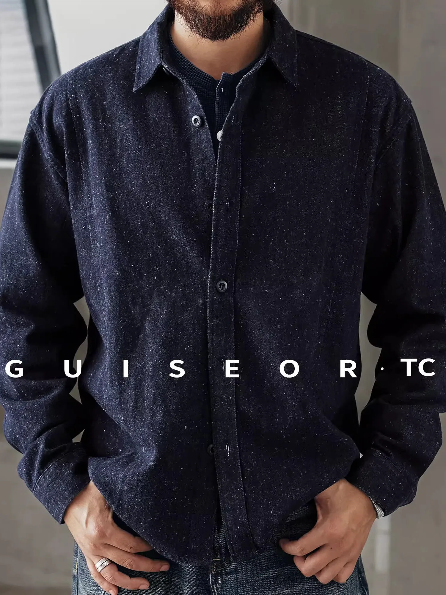 Loose Fit American Casual Retro Linen irt Men's Spring Autumn New Sle Long Sve Men's irt Jaet Breathable Youth Trend