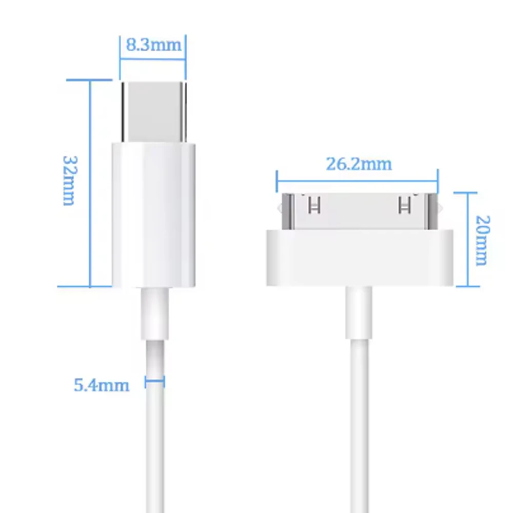 30Pin To USB C Charging Data Cable for IPhone 4 4S 3GS IPad 3 2 1 IPod USBC Type C To 30 Pin Adapter Charger Cord Accessories ﻿ view 6