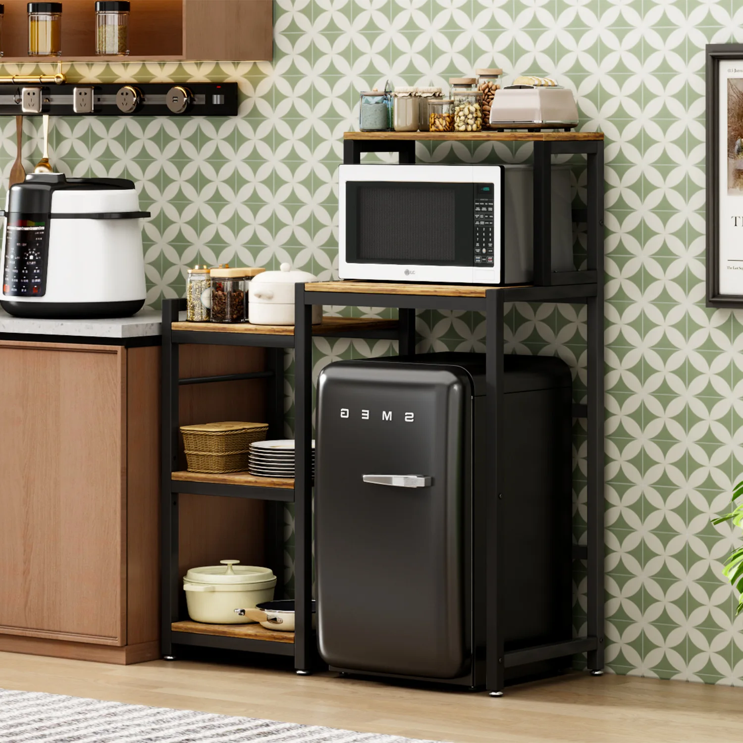 رف المطبخ متعدد الوظائف، رف توابل الأرضية المتحرك، رف الميكروويف #5