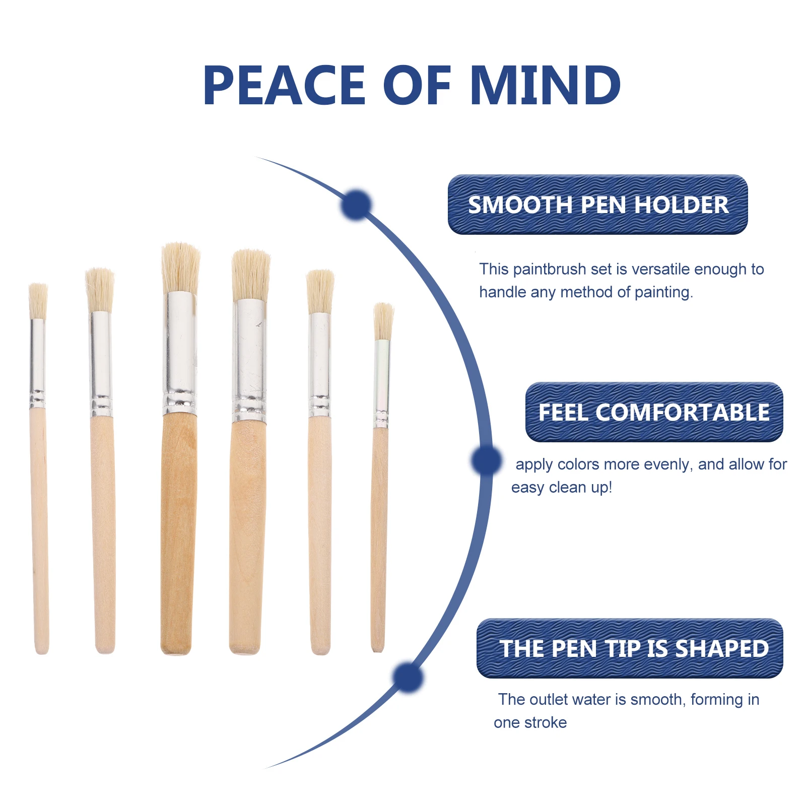 

6pcs Paint Brushes Set Wooden Handle for Acrylic Watercolor Painting Template Brush Nylon Supplies Students Hobbyists