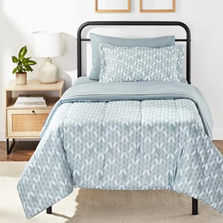Comforter Set with Printed Sheets 5-Piece Bedding Bed-in-a-Bag