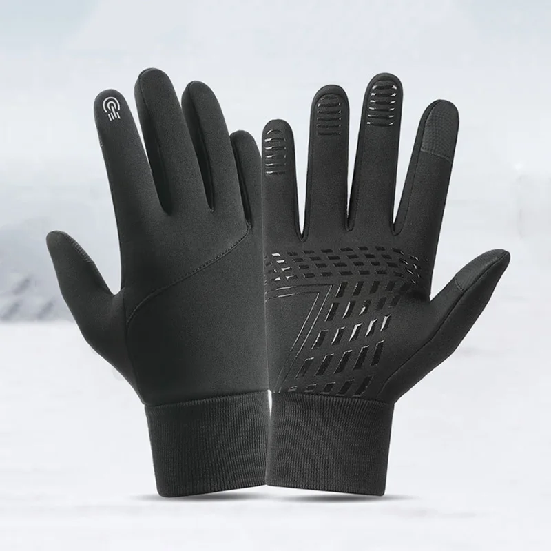 

Winter Warm Full Fingers Waterproof Wind proof Cycling Outdoor Sports Running Motorcycle Ski Touch Screen Fleece Gloves
