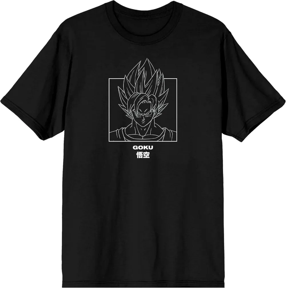 2026 Sommer Dragon Ball Retro 100% Baumwolle Herren T-Shirt Oversized Minimalistische Linienkunst Goku Print Top, Unisex & Familien-Partnerlook