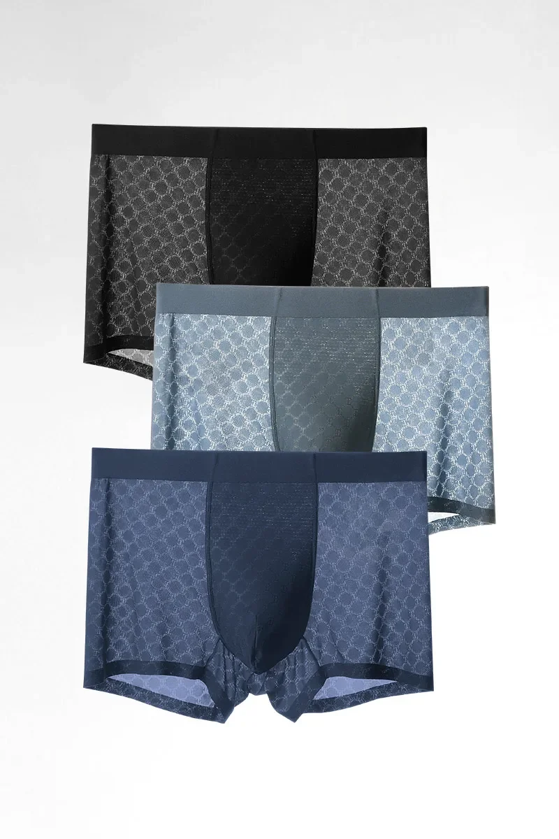 

3 шт. крутые летние боксеры, материал из ледяного шелка гладкая на ощупь, а дизайн вентиляционного отверстия ускоряет рассеивание тепла,