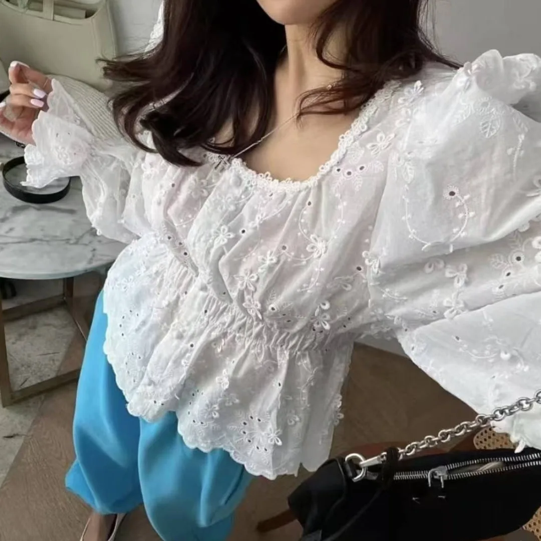 Faionable عادية طويلة Sve مطرزة irt المرأة شيك خمر تصميم الإحساس Agel ريترو Sle الصيف مزيج القطن #1