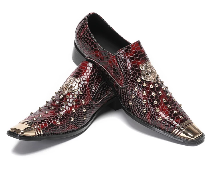 BOARD Herbst Herrenschuhe Spike Luxuriöse Persönlichkeit Bankett Niete Tigerkopf Druck Formelle Kleidung Schuhe – Detail 35