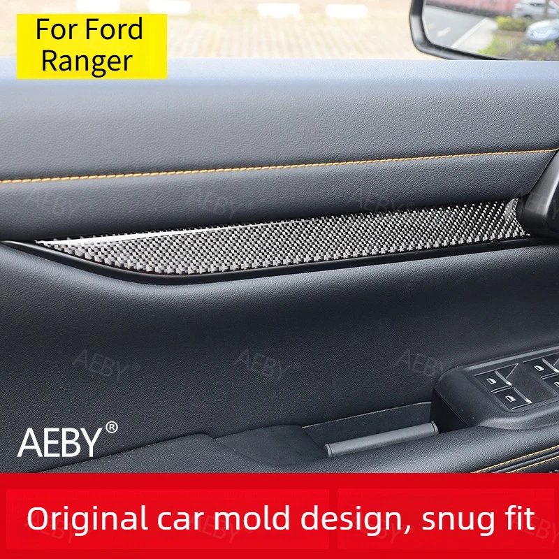 For Ford Ranger 2022-2026 interior door trimcarbon fiber ABS self-adhesive,Anti-scratch and wear-resistant,Car accessories