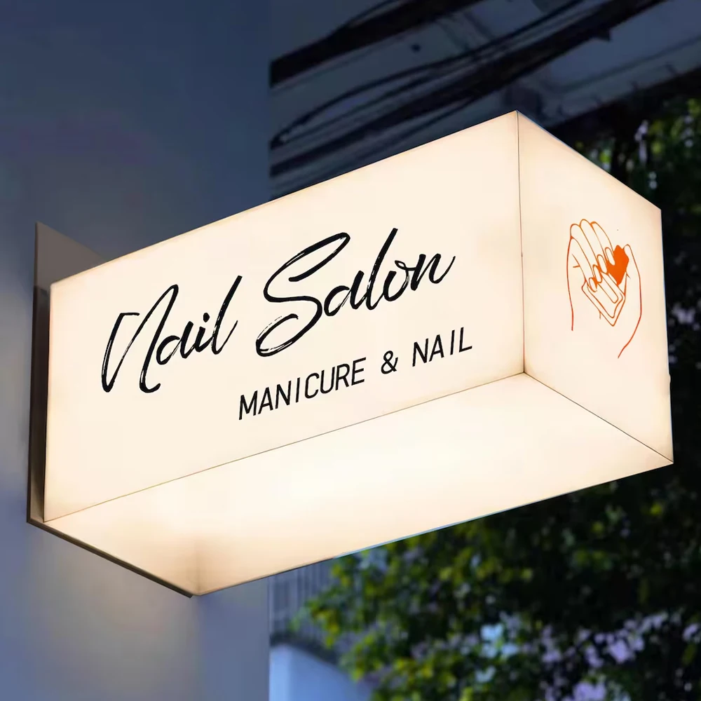 Business Light Box Outdoor LED Shop Signboard Rectangle Street Light Sign Metal Acrylic Light Box Wall Hanging Sign Decor Signs