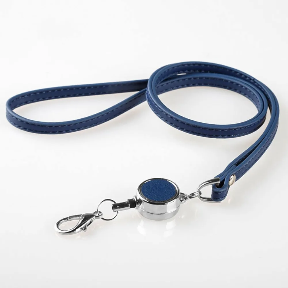 Leather Retractable Neck Strap Bright Colors Neck Hanging Lanyards Telescopic Sling License Name Tag ID Badge Holder