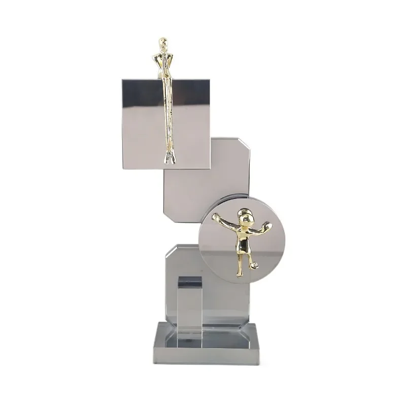 

European creative abstract geometric crystal statuette art sculpture decorative ornaments living room TV cabinet home