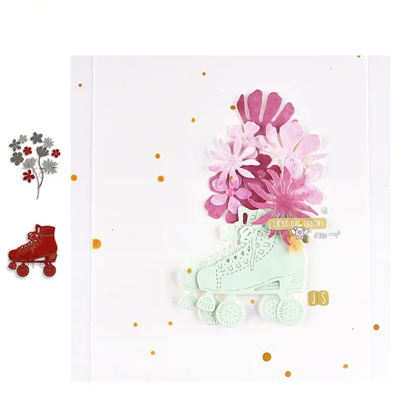 Mmao Crafts Metal Steel Cutting Dies Skates flower decoration Stencil For DIY Scrapbooking Paper/photo Cards Embossing Dies