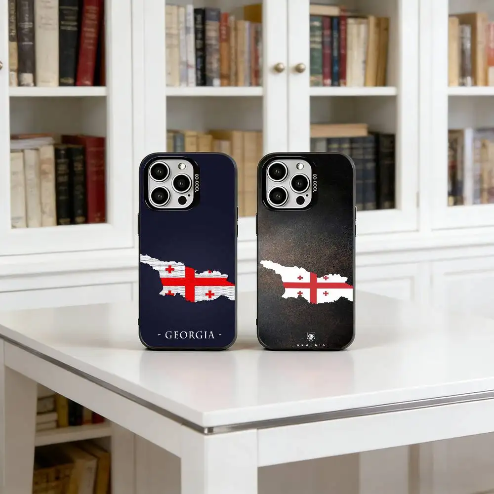 

Georgia Flag Phone Case For iPhone 17,16,15,14,13,12,11 Plus,Pro Max,XS,Colorful Silver Phone case Funda Cover