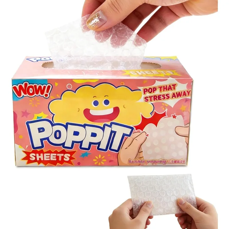 

Набор из 1 коробки антистрессовых листов Poppit, бумага для снятия стресса и сжатия пузырьков, 20 листов офисной бумаги для сжатия для взрослых/студентов, Press