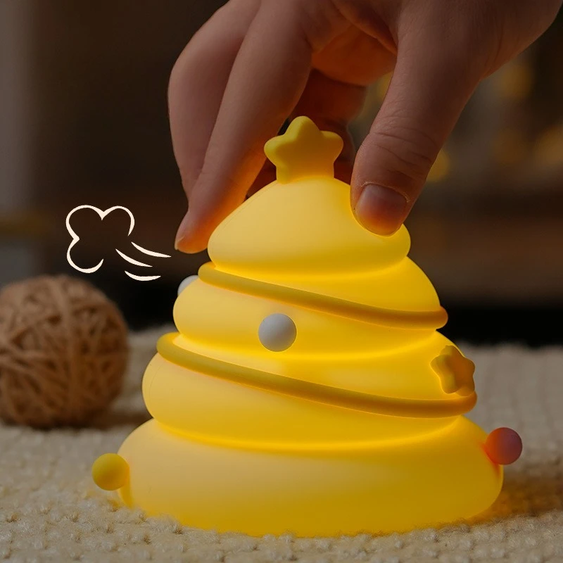 Christmas Tree Silicone Night Light Led Induction Atmosphere Light Pat Light USB Charging Bedside with Sleeping Night Light Gift