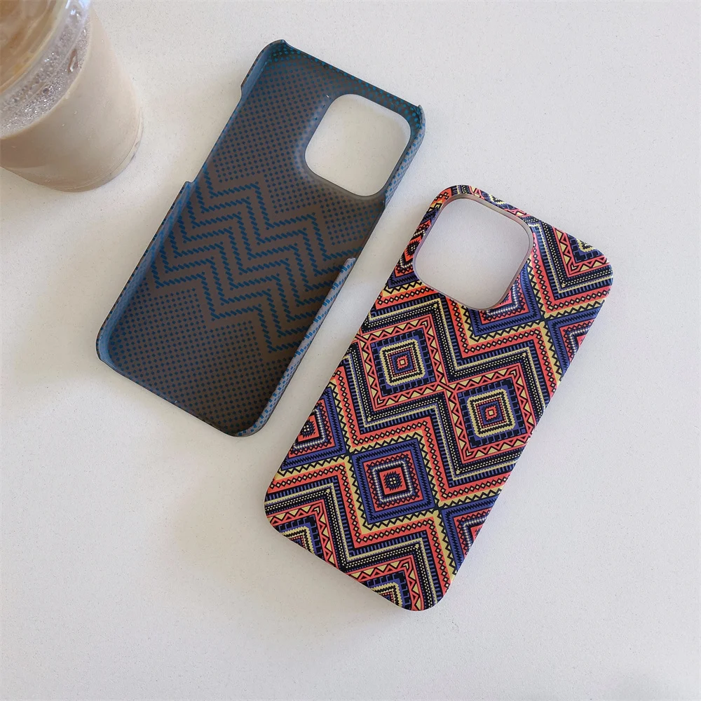 Luxury Slim Carbon Fibre Pattern Frameless Phone Case For iPhone 16 15 14 13 12 11 Pro Max 15Plus PC Heat Dissipation Retro Case