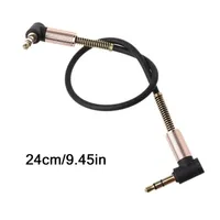 24cm Dual 90 Degree Nylon 3.5 mm to 3.5mm Male Jack Audio Cable Car Aux Cord for Samsung Xiaomi MP3 Speaker phone Tablets