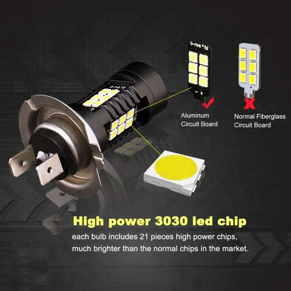 12V-24V 6000K White 2Pcs LED Fog Light Bulbs Daytime Running Lights H8/H9/H11,H4/9003,H7,9005/HB3,9006/HB4,H16/5202,P13W image 4