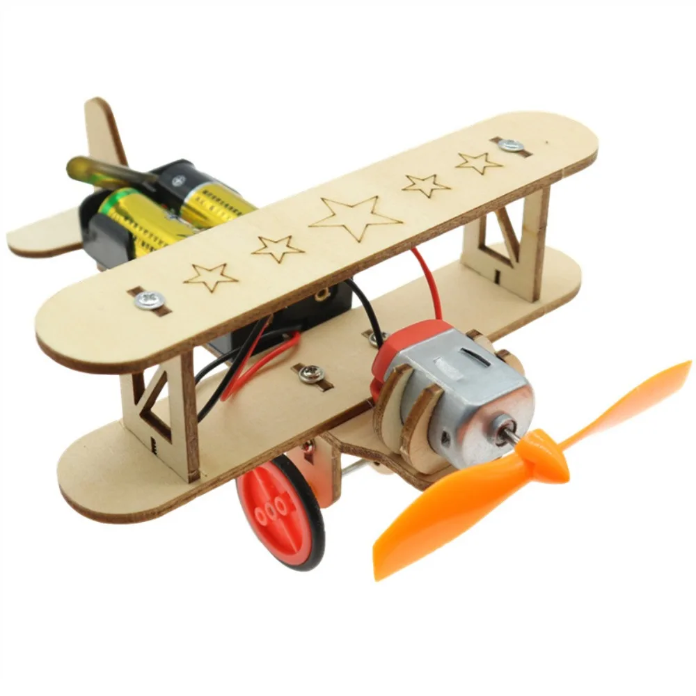 Creative 3D Airplane Mode Wooden Educational Puzzles Helicopter DIY School Projects Experiment Kits Kids