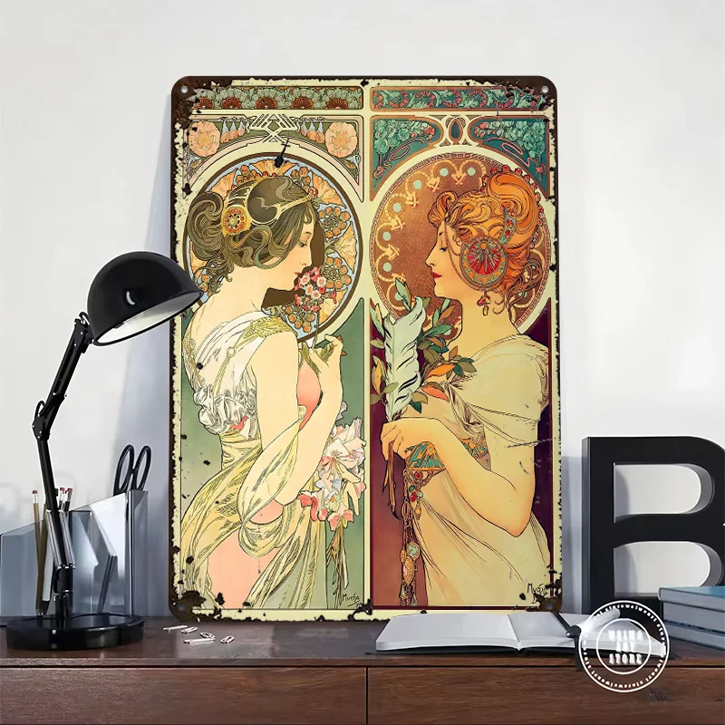 La Primevere and La Plume ملصق معدني علامات معدنية جدار الفن المرآب زينة مخصصة تين تسجيل للديكور المنزل ديكور عتيق