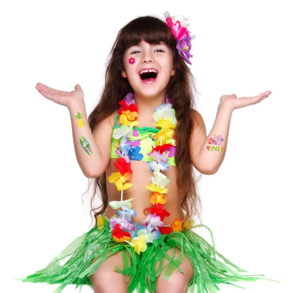 1/4 pçs verão praia festa carimbo quente tatuagem adesivo criativo braço perna crianças brinquedos temporário anti havaiano fruta tatuagem adesivo