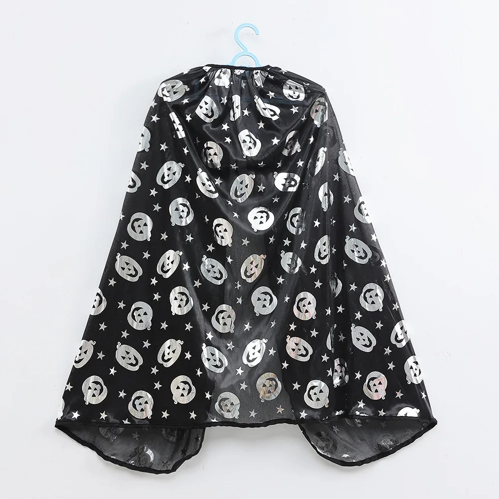 Kids Halloween Witch Cape Costume for Boys Girls Wizard Cloak with Witch Hat Broom Set Props Halloween Pumpkin Children Clothing