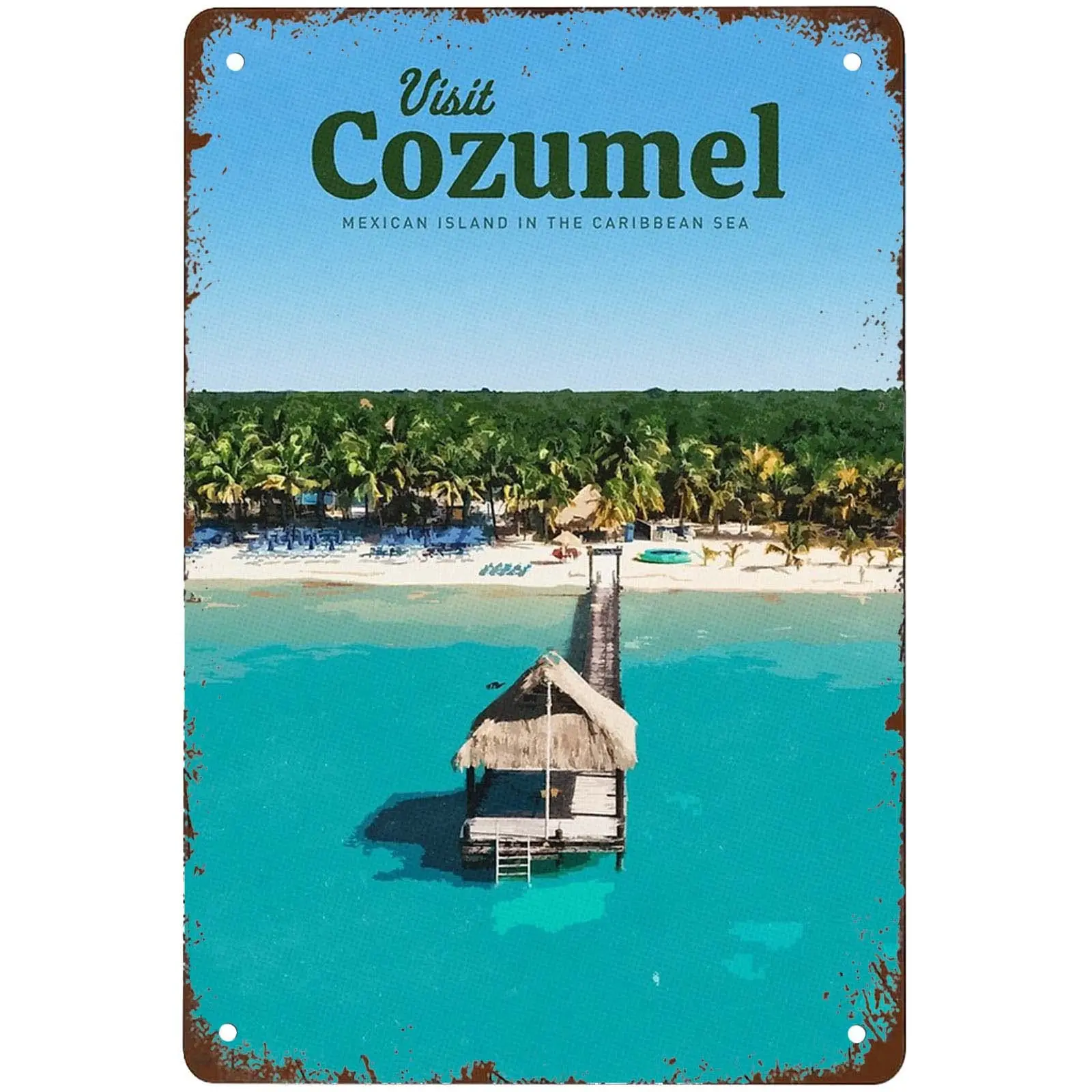 Funny Vintage Home Decor 8x12inch-Visit Cozumel retro signs metal vintage Decor Kitchen Man Cave Bathroom Bar Garden Pubs