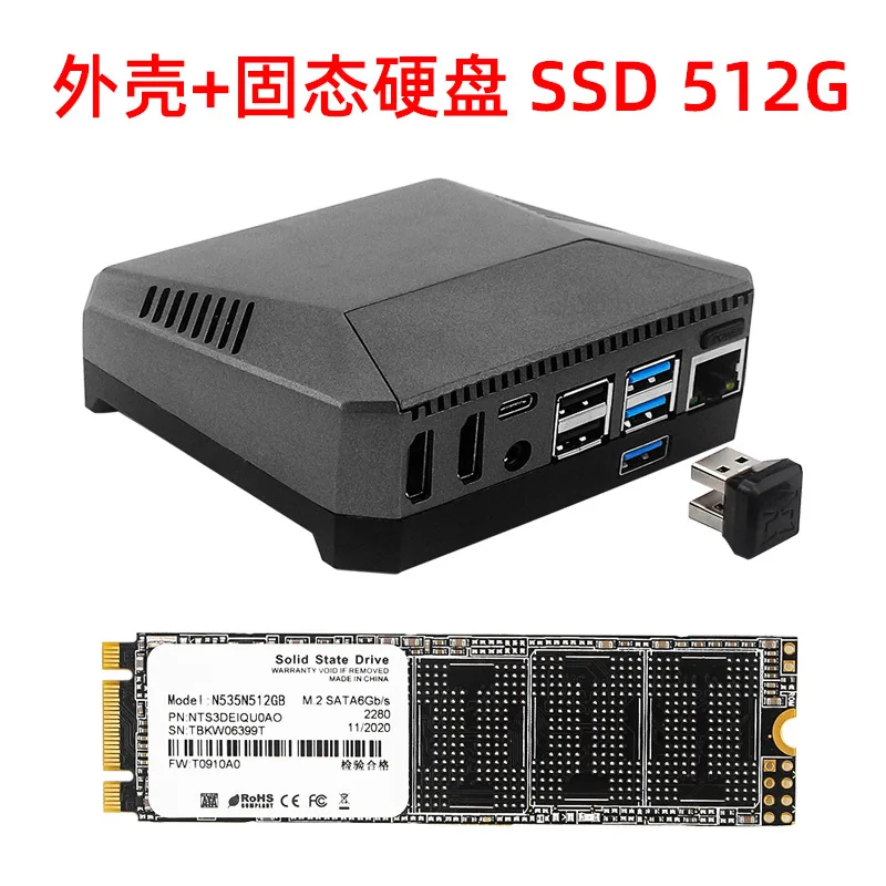 Argon One Aluminum Case for Raspberry Pi 4B - Active Cooling Fan & Built-in M.2 SSD Expansion Board