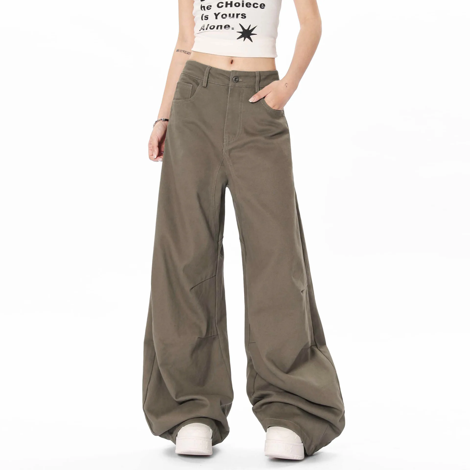 

Men's Washed Cargo Pants Wide Leg Joggers Streetwear Vintage Baggy Utility Trousers Unisex Oversized Pants