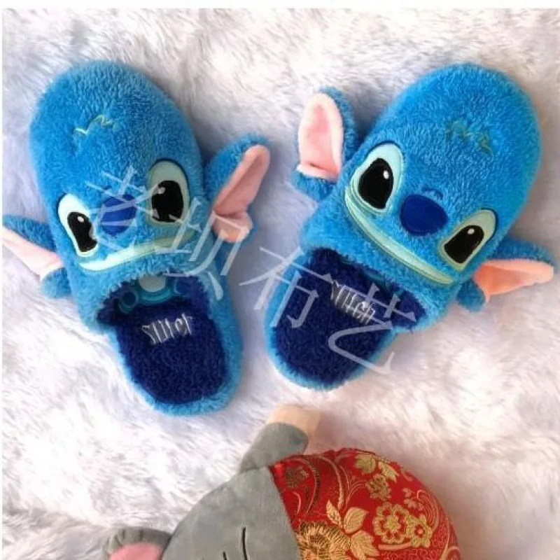 Pantoufles d'hiver en peluche pour femmes, dessin animé Disney Kawaii Donald Duck, pantoufles de maison antidérapantes, chaussures en coton pour filles Alien mignonnes