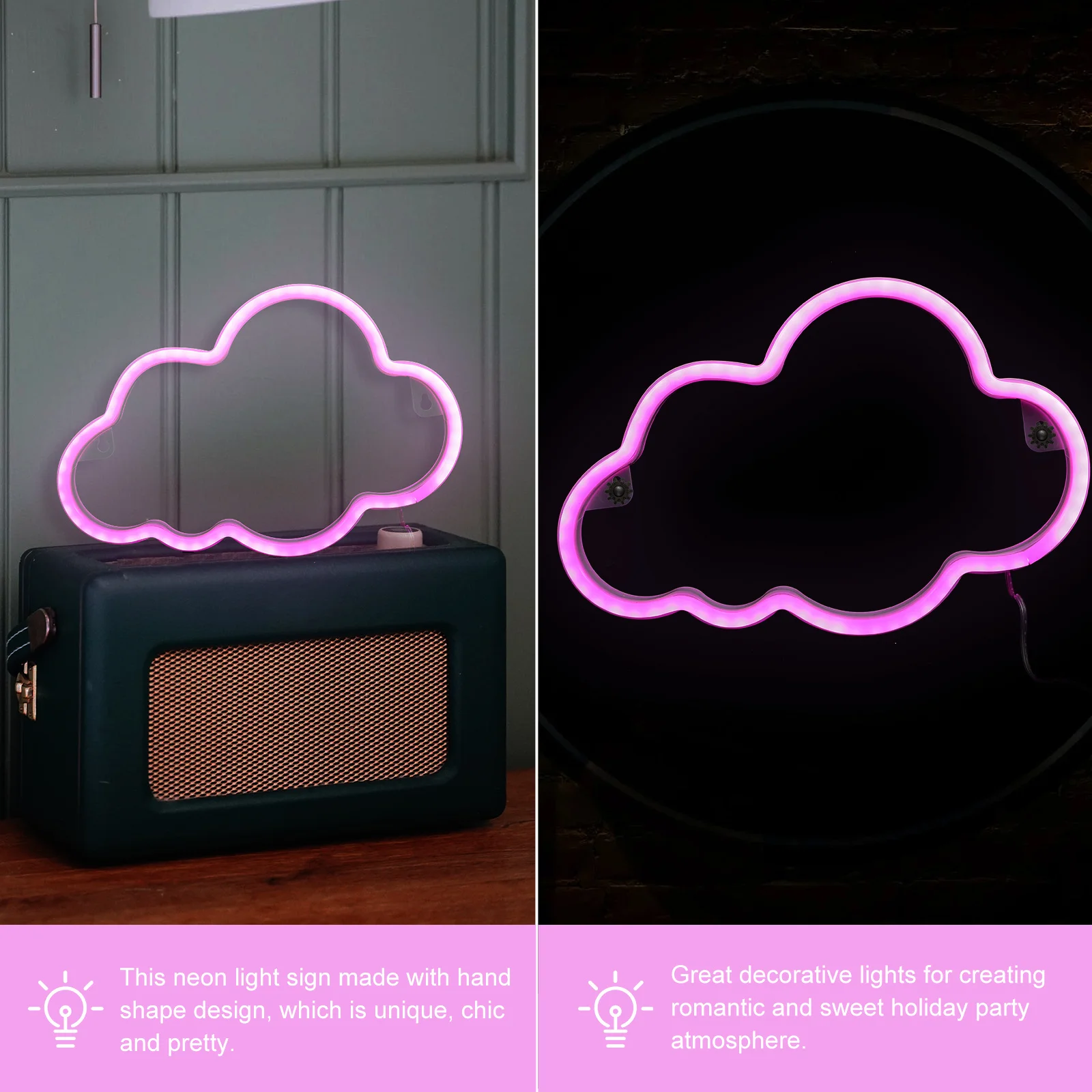 

1set Led Cloud Shape Neon Lamp Creative Hanging Decorative Light For Bedroom Home Party Festival Adorable Cloud Modeling Night