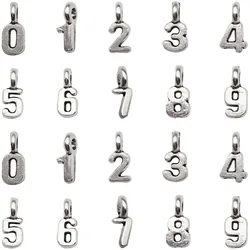 30pcs Vintage Antique Silvery 0-9 Number Charms Alloy Metal Arabic Numeral Pendants for DIY Jewelry Making Accessories