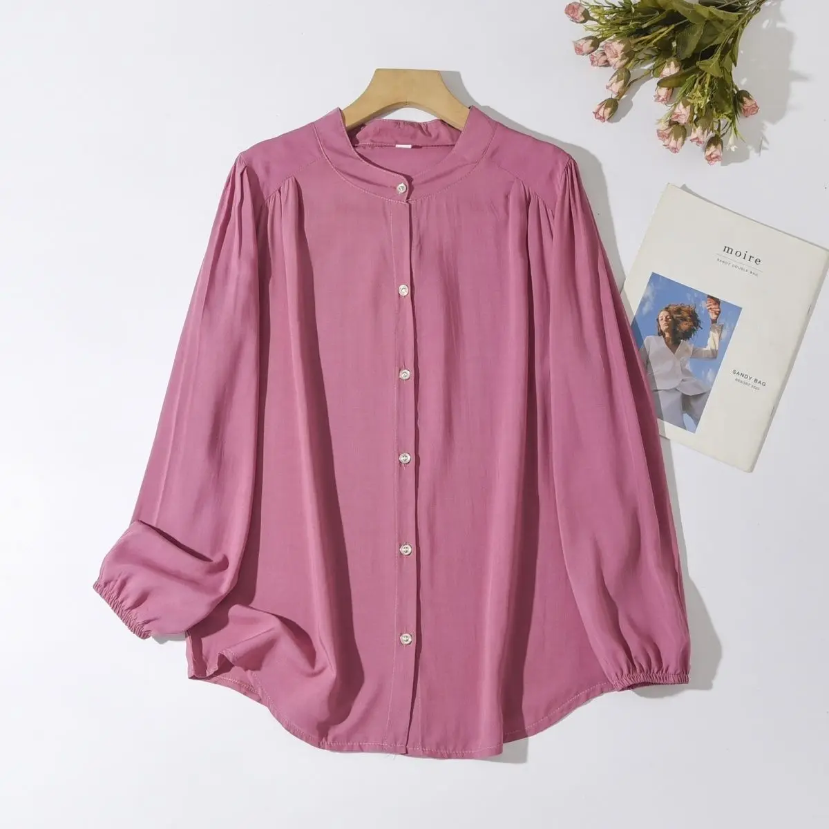 Thin Long Sleeved Shirt For Women In Summer 2024, Loose Fitting Shirt, Long Sleeved Round Neck Minimalist Top