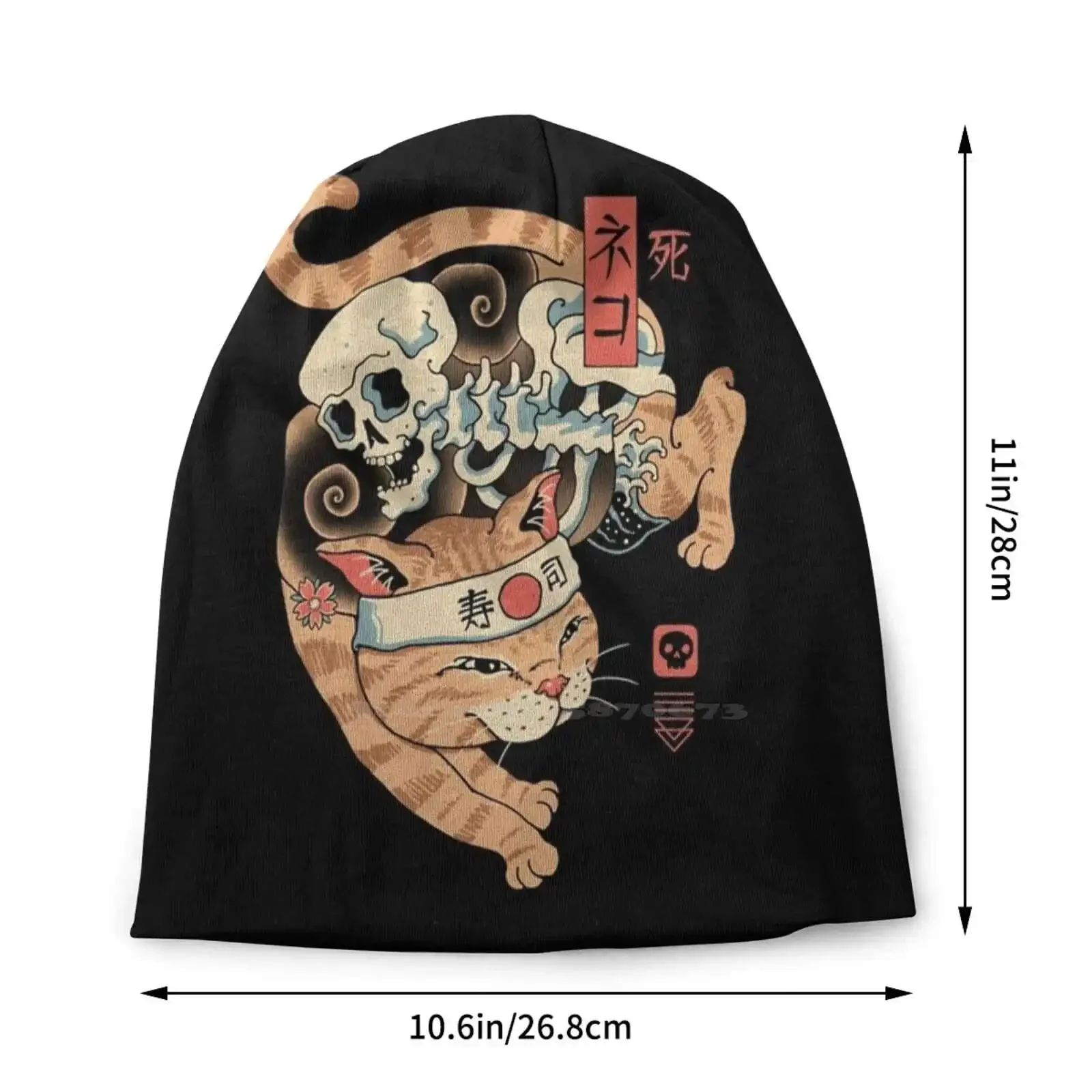 Catana Of Death Knitted Hat Warm Beanie Outdoor Caps Cats Catana Gashado Kuro Animals Skulls Death Yokai Tattoo Japanese Art