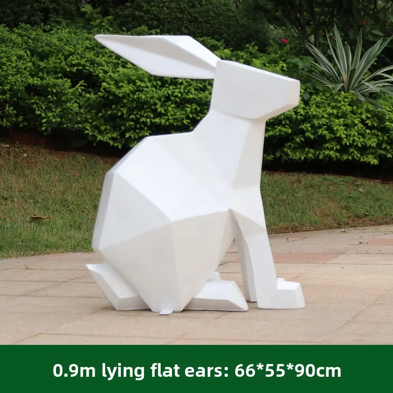 %*f Handmade Customizable Modern Minimalist Fiberglass Geometric Rabbit Animal Sculpture for Garden & Shopping Mall Decor