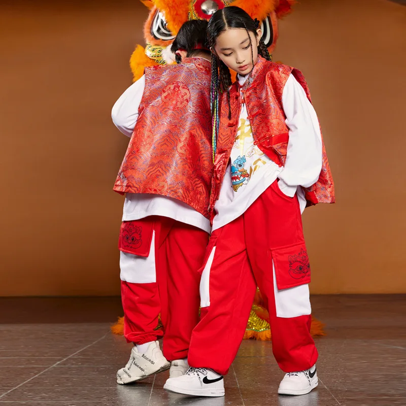 Children's Chinese style performance costumes for boys, hip-hop and drum performance costumes for girls, Mid Autumn Festival and