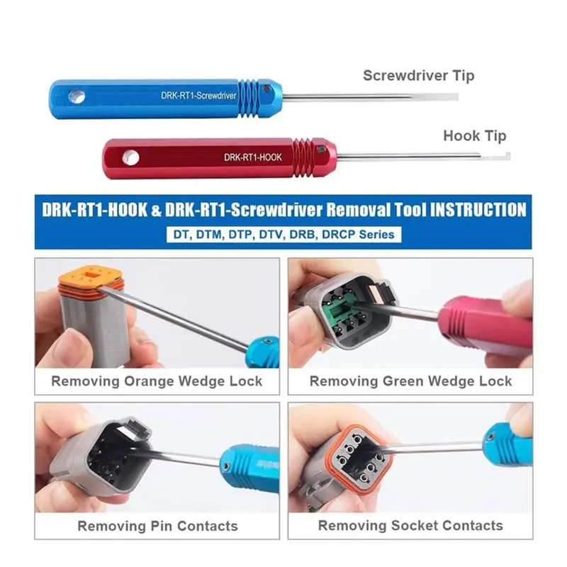ST5236 Terminal Removal Tool Kit For 16 12 20 Solid/Stamped Contacts In 10 To 22 AWG, Deutsch Pin Extractor