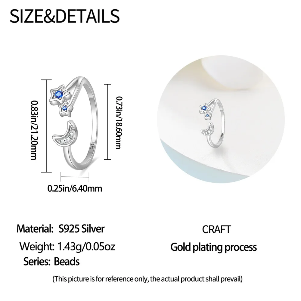 الأصلي المرأة الحد الأدنى واسعة السماء المرصعة بالنجوم القمر والنجوم خواتم مجوهرات الذكرى عيد ميلاد موضة هدايا للفتيات الأم زوجة