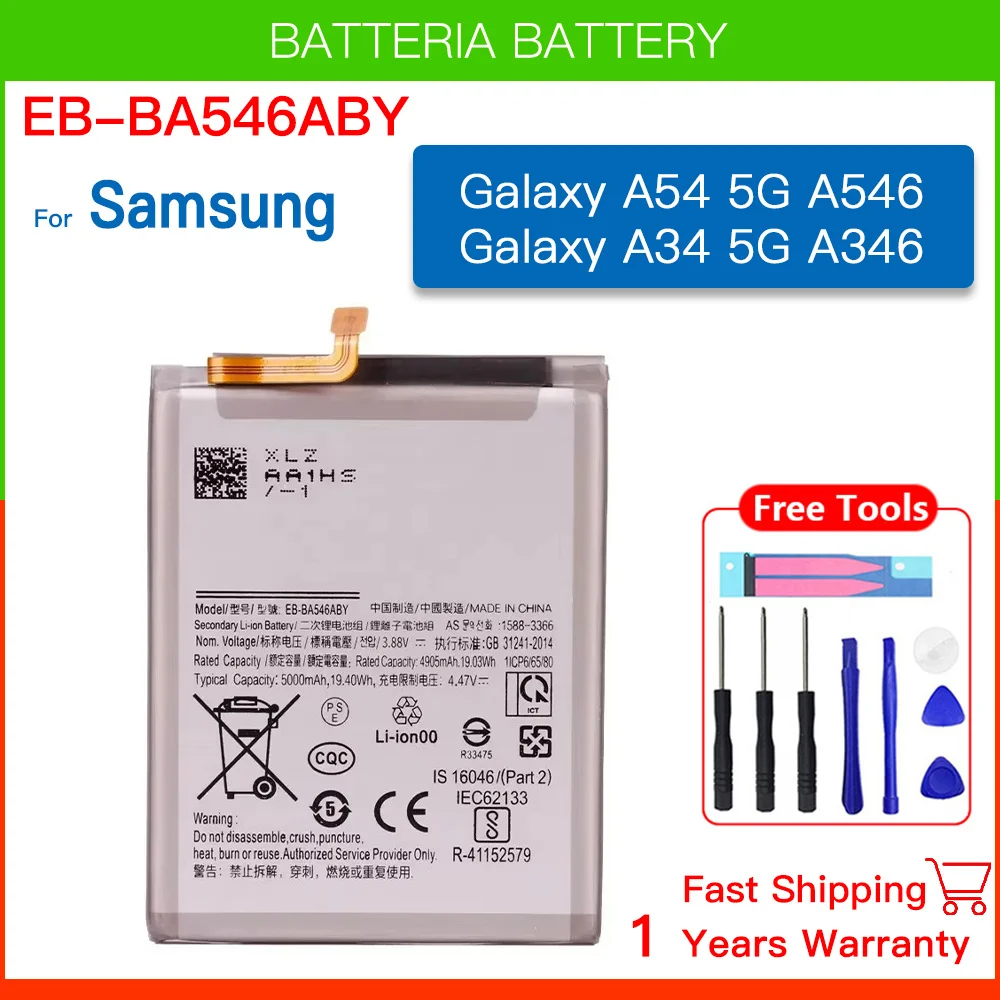 Brand New B-BA546ABY 5000mAh Battery For Samsung Galaxy A54 5G A546/Galaxy A34 5G A346 mobile Phone Batteria+Tools