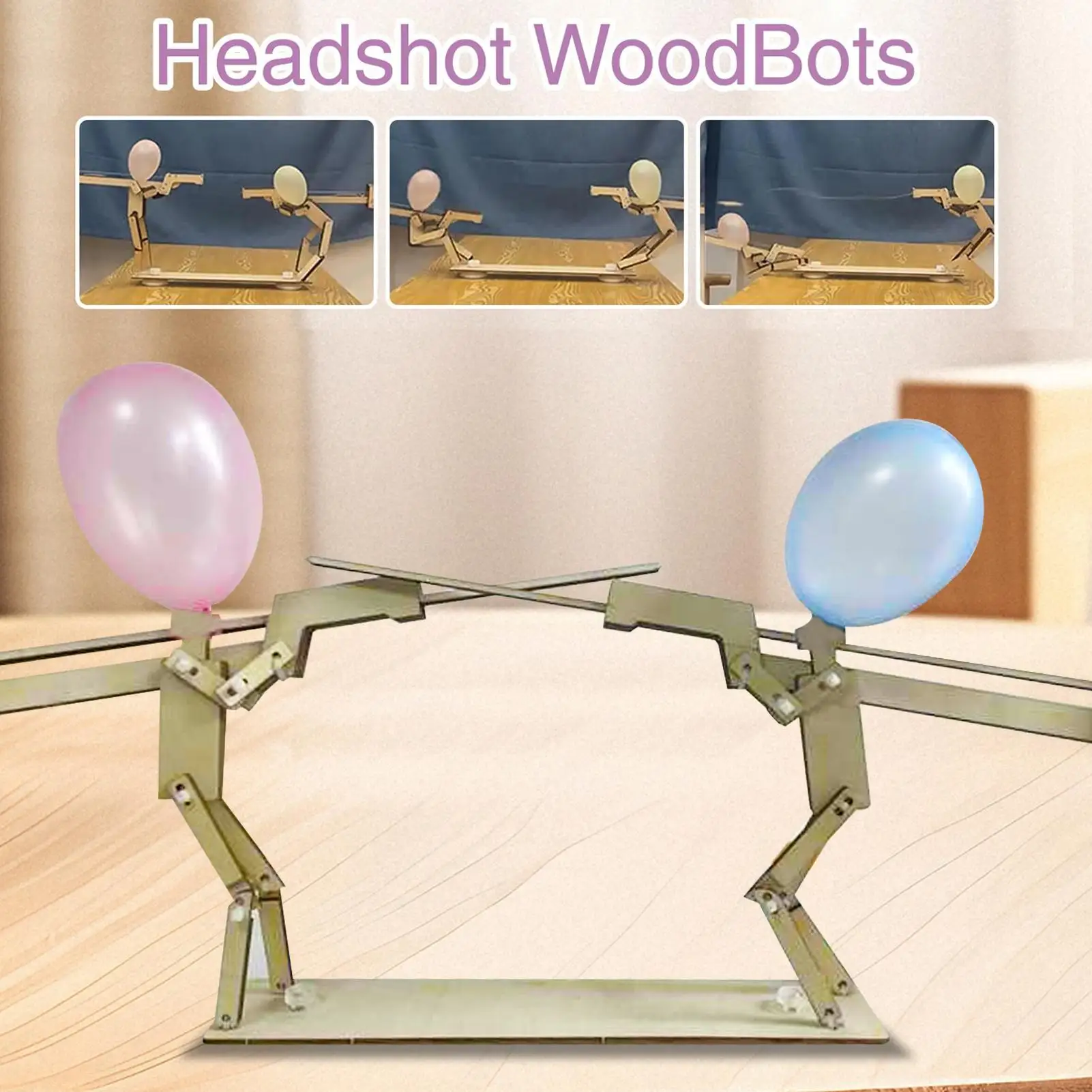 Whack A Balloon Game Handmade Puppet Battle balloon shooting strategy Board Game Fun Interactive Wood Toy with 100 Balloons