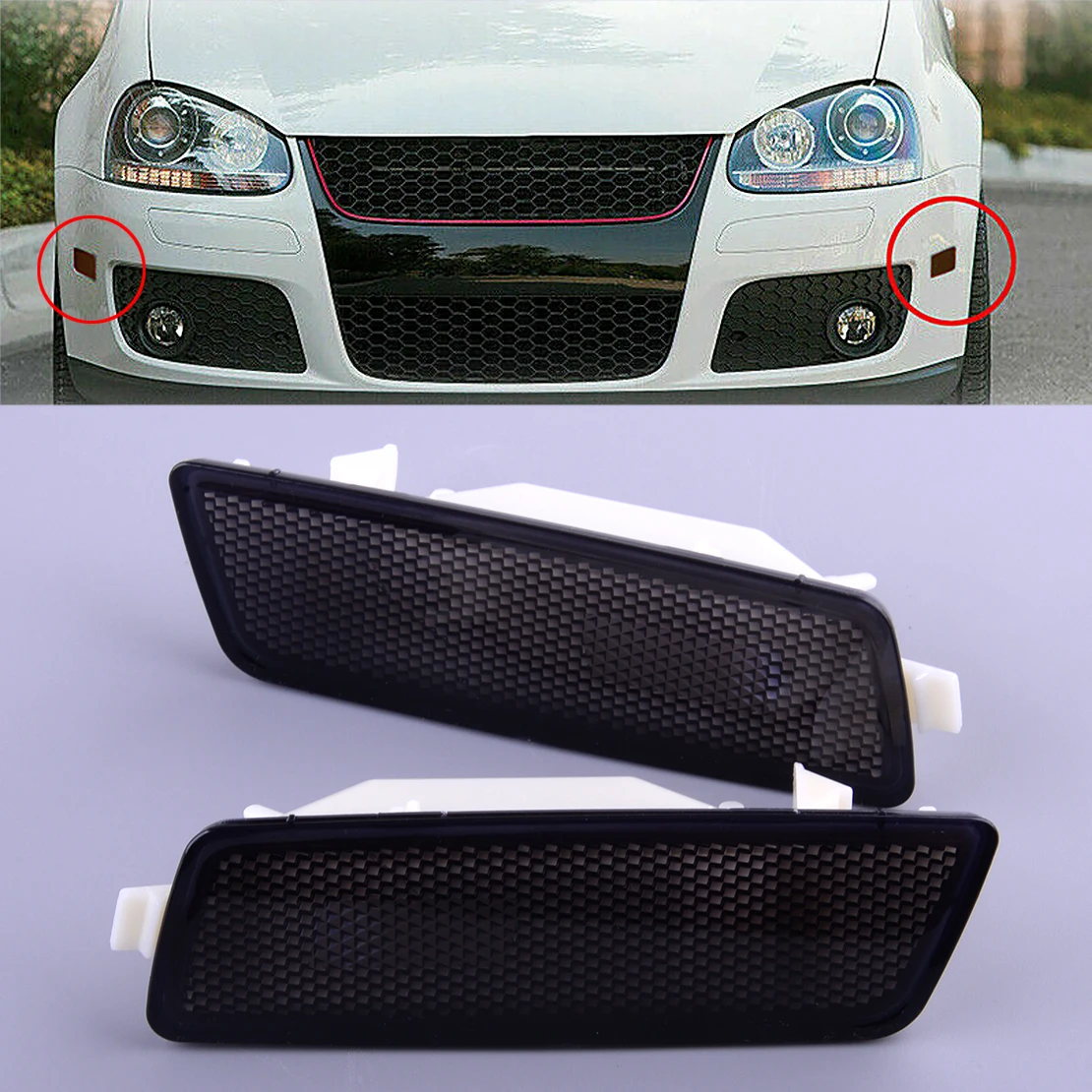 

1 Pair 1K5945072 1K5945071 Front Black Lens Bumper Side Marker Light Lamp Housing Fit for VW Golf GTI Jetta Rabbit MK5 2008