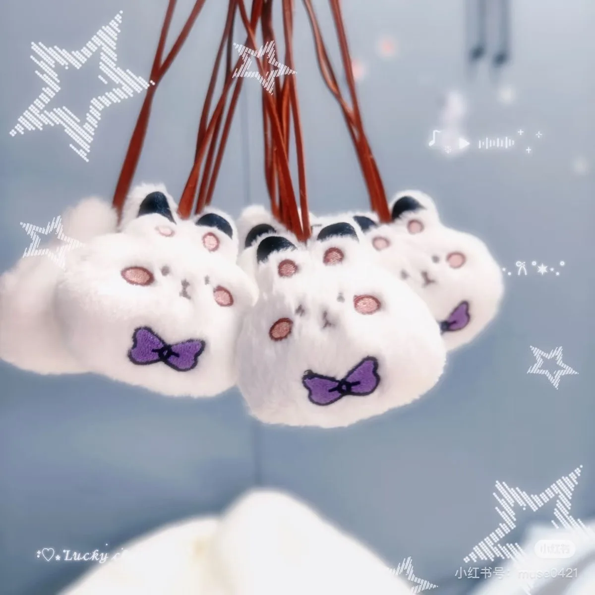 Love and Deep Space Xavier Birthday Material Cute Cosplay Rabbit Ball Ball Butterfly Tie Rabbit Bag Pendant~ view 3