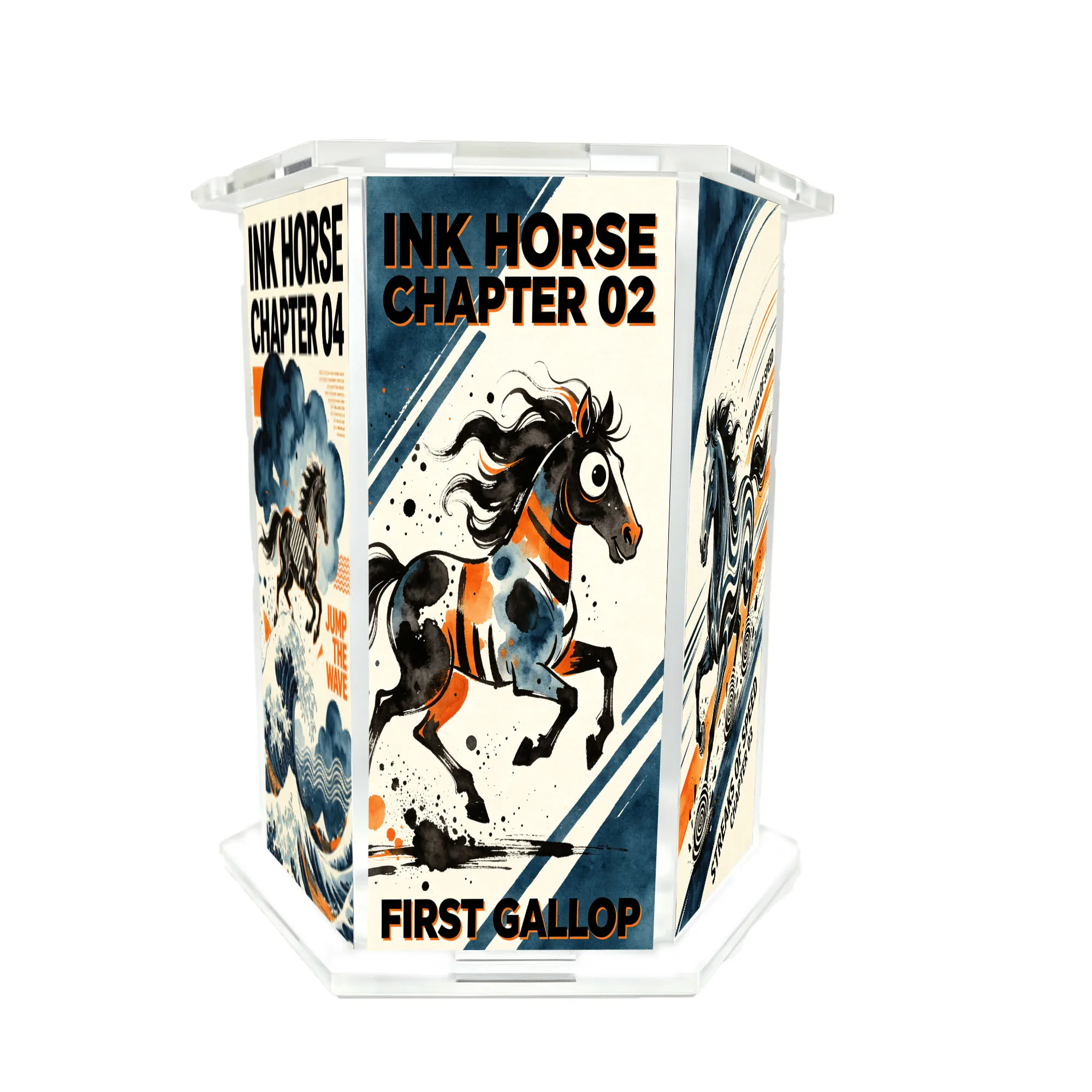 1pc Watercolor Horse Theme Hexagonal Pen Holder - Ideal for Gifting, As a School Award or Office Commemorative Item