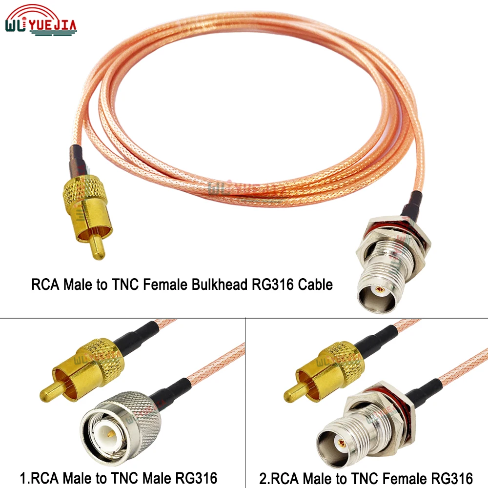 L12 TNC to RCA RG-316 RF Cable Bulkhead TNC Female or TNC Male to RCA Male Plug 50 ohm Converter Connector RF Coaxial Cable