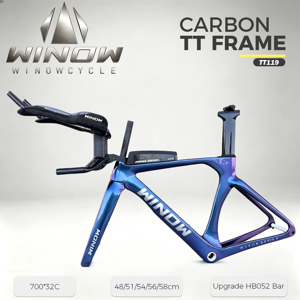 Winowsports Upgraded TT bar Carbon Fiber Time Trial Frame Set Disc
