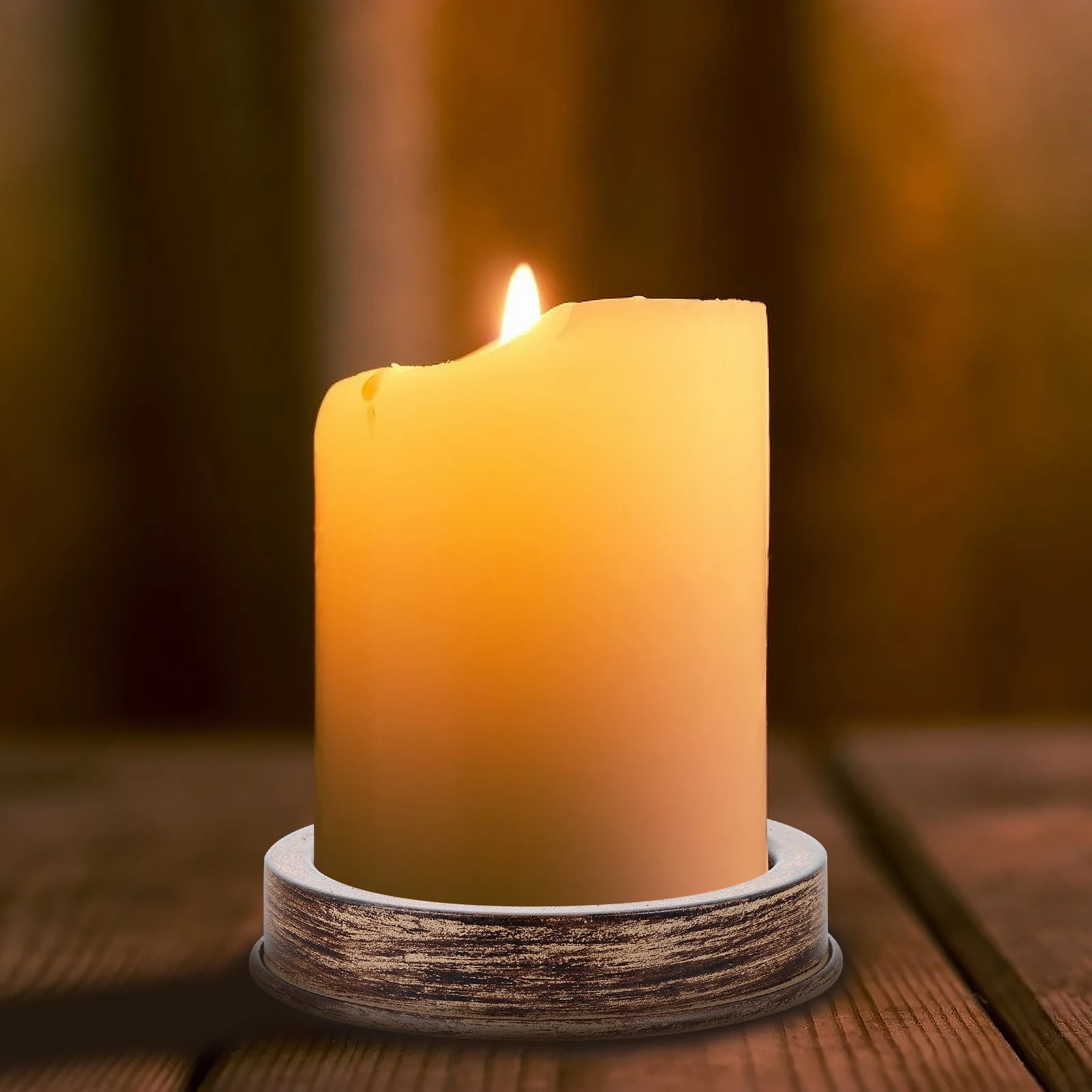 

1Pcs Vintage Candlestick Base Tray Sturdy Round Desktop Candleholder Holder Vintage Decor Romantic Home Decoration