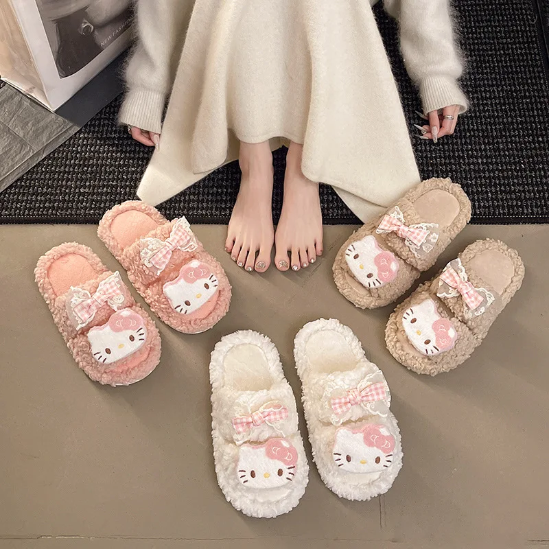 

Детские тапочки, домашняя обувь, хлопковая зимняя обувь с открытым носком для девочек, теплая нескользящая обувь с мягкой подошвой, розовая, белая, размер 35-40