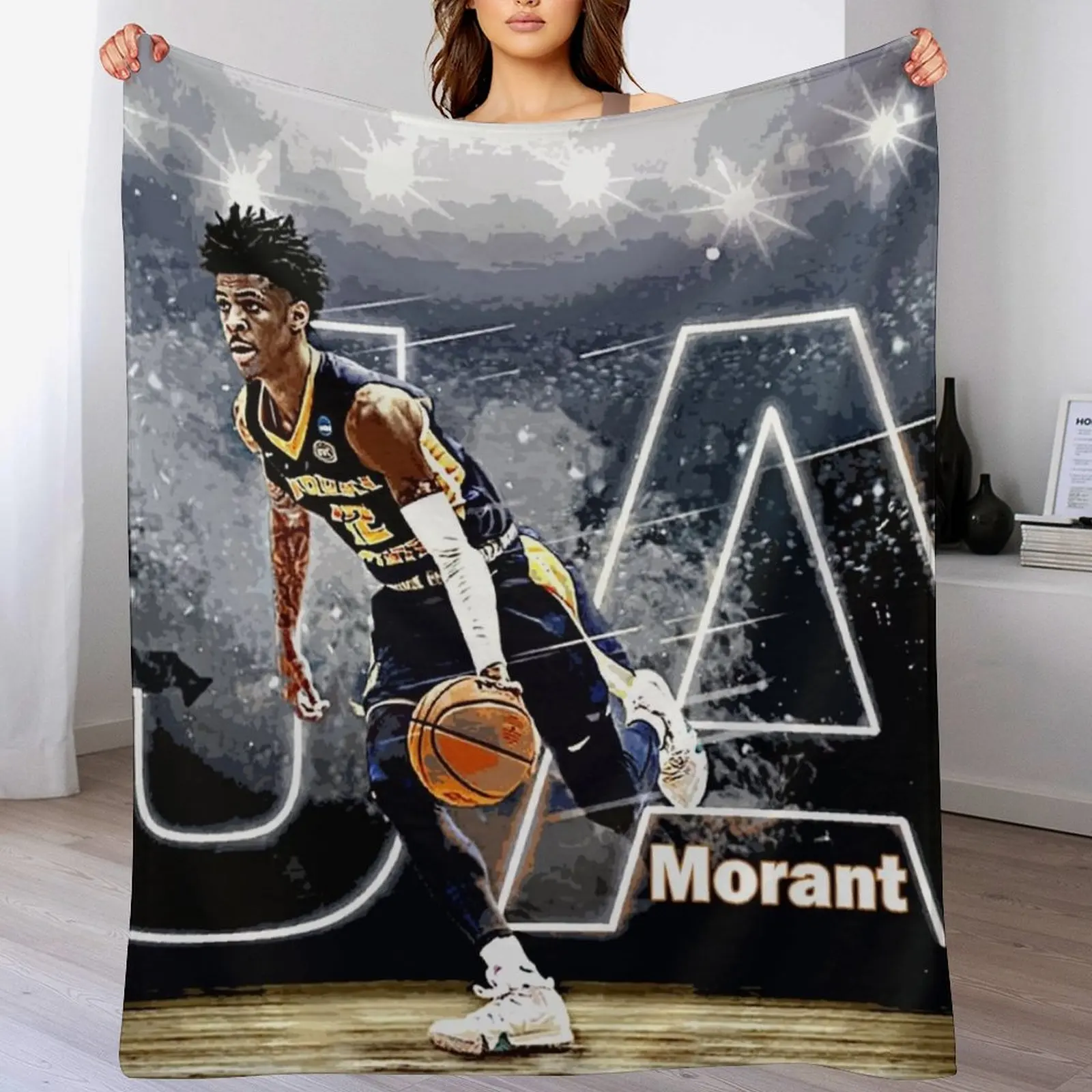 

ja morant Throw Blanket Beach Custom Retros Sleeping Bag Blankets